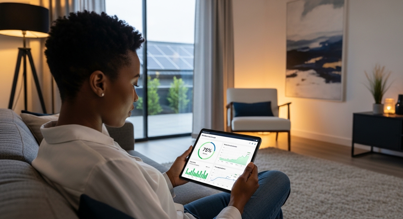 Homeowner checking the Eco Volt monitoring app